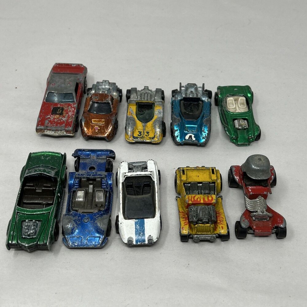Vintage Lot of 10 1960's/1970s Hot Wheels Redlines Diecast Cars Mattel (B)